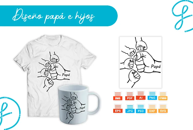 Diseño Papá e Hijos para Sublimar – Descarga Gratis en 10 Formatos para el Día del Padre