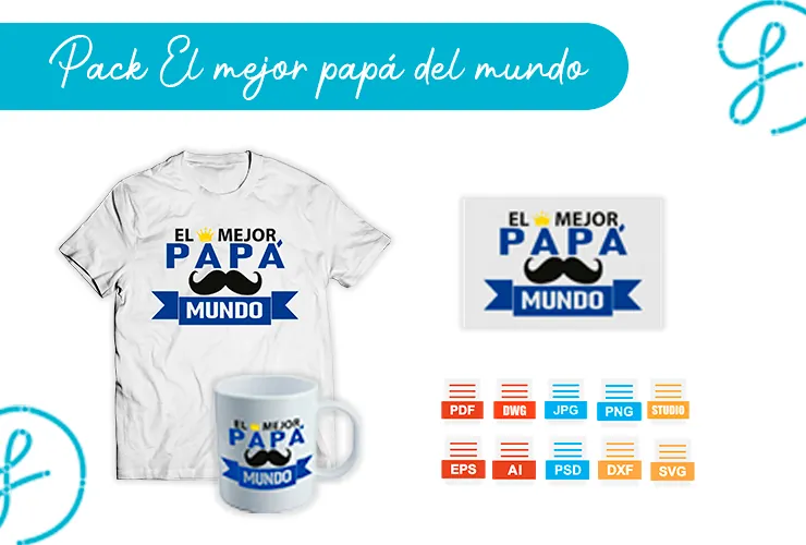 Pack de diseño gratuito “El mejor papá del mundo” – 10 formatos para sublimación, corte y más