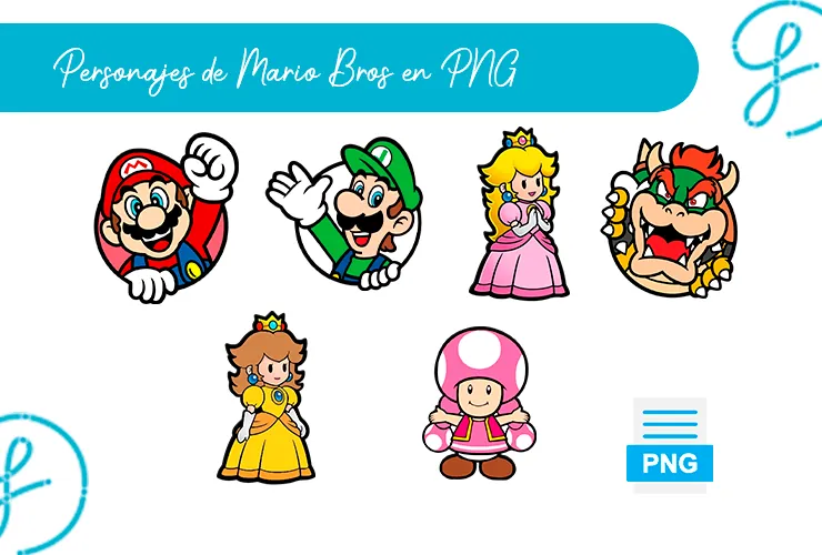 Personajes de Mario Bros en PNG – Diseños para Sublimar y DTF Gratis