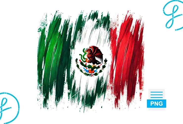 Bandera de México PNG estilo brochazos (fondo transparente) – Descarga Gratis
