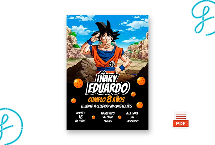 Invitación de cumpleaños editable de Dragon Ball gratis (plantilla Canva + PDF)