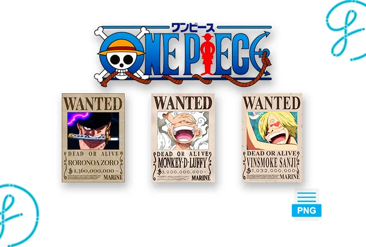 Logo One Piece PNG y Carteles Wanted (Pack Completo Gratis)