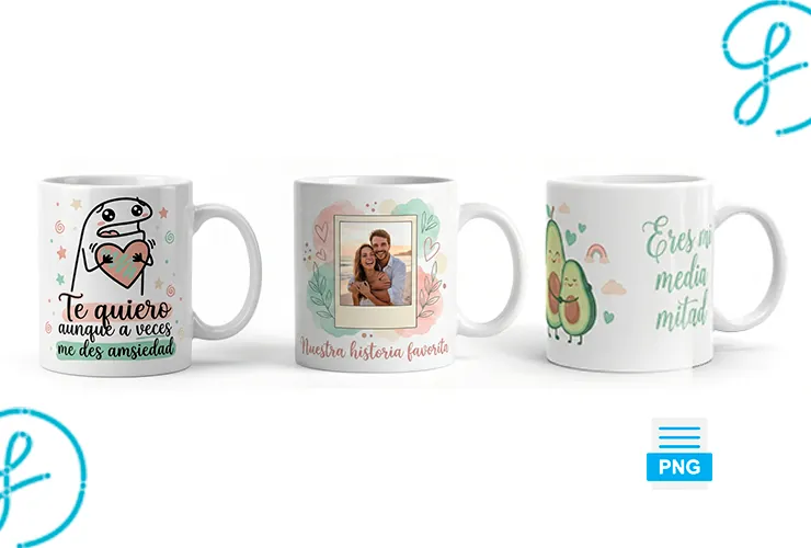 20 Plantillas Gratis para Mugs de Amor y Amistad (Descarga PNG)