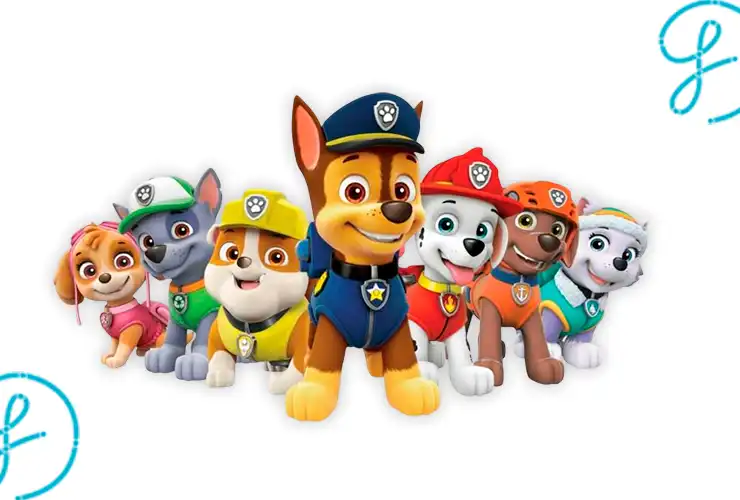 Personajes de Paw Patrol Patrulla Canina en formato PNG de alta resolución con fondo transparente listos para maquetar invitaciones infantiles, DTF o tazas de sublimación
