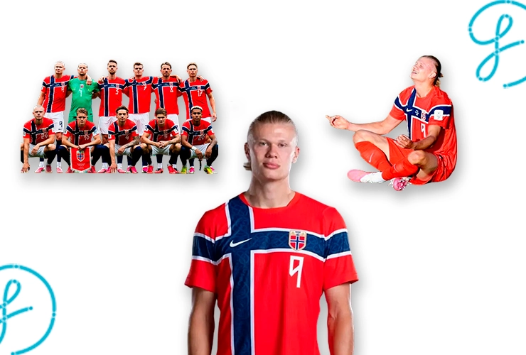 Siluetas e imágenes de Erling Haaland con el jersey de la selección de Noruega en formato PNG transparente de alta calidad para diseño gráfico y estampados