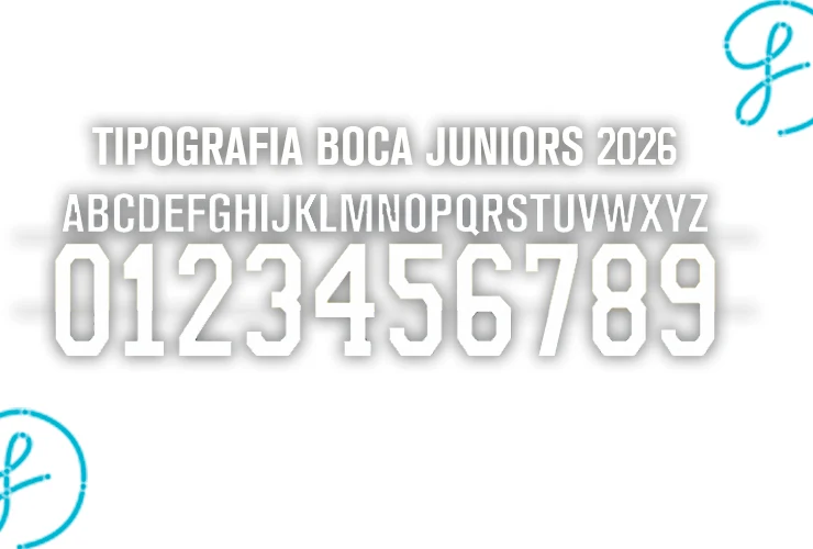 Tipografia y numeros de la camiseta de Boca Juniors temporada 2025 2026 vector TTF