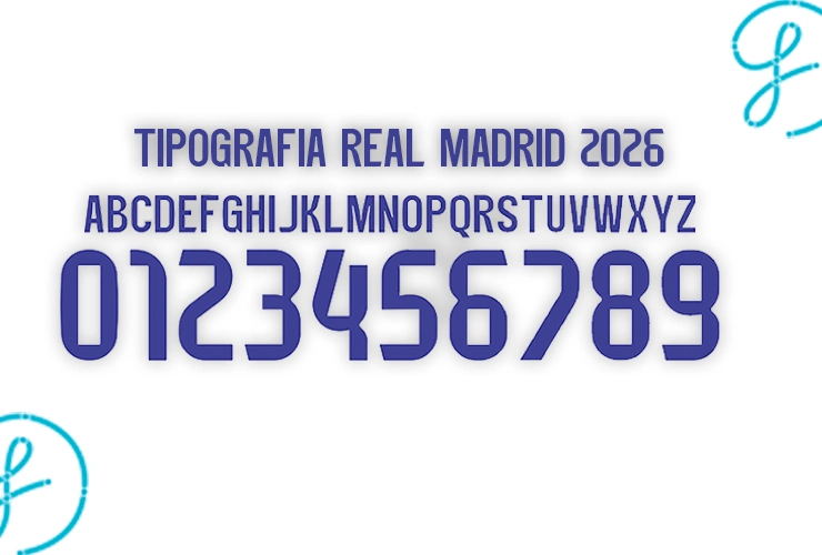 Tipografia y numeros de la camiseta del Real Madrid temporada 2025 2026 vector TTF